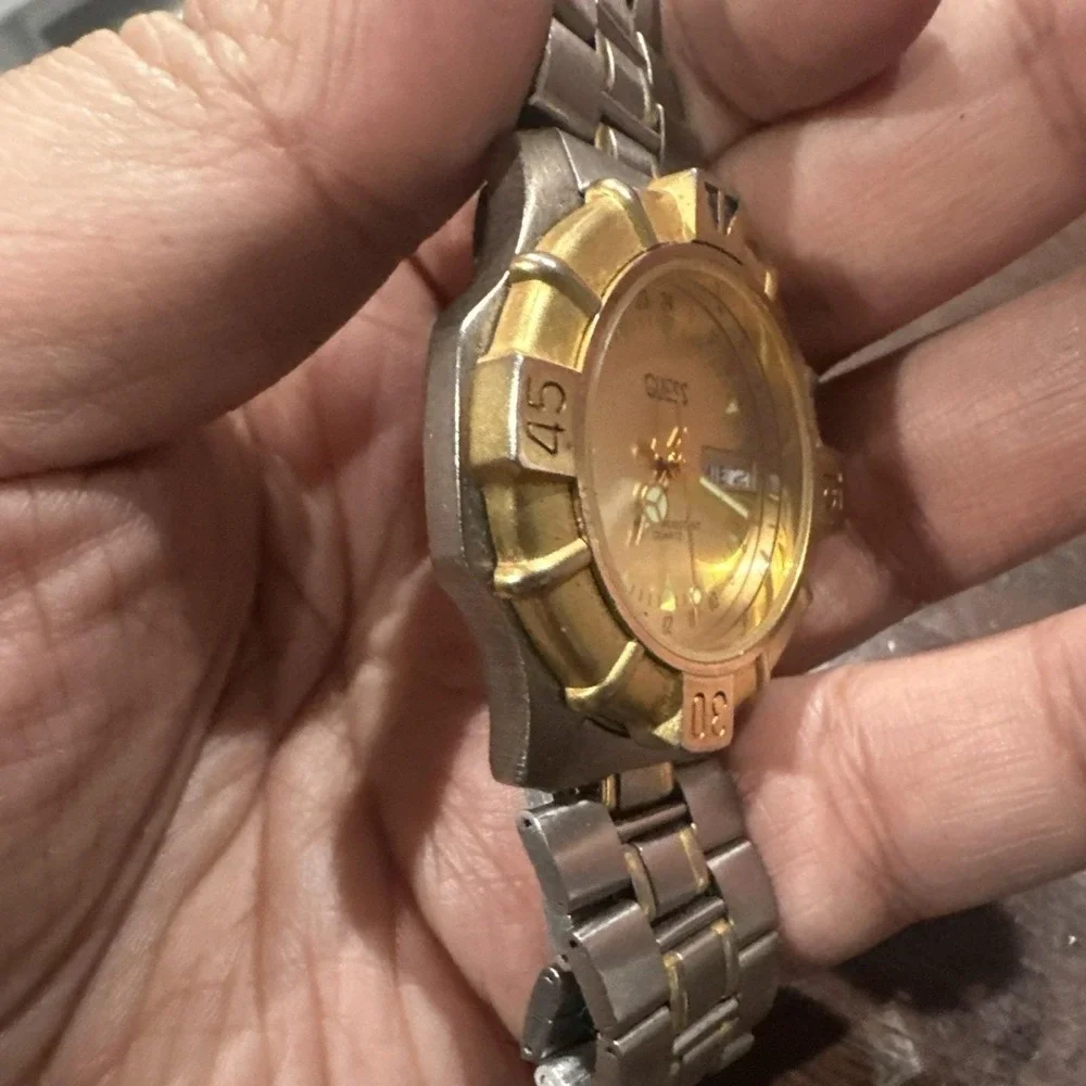 Working Guess Watch Unisex 40mm‎ Two Tone  Gold Dial Steel New Battery Fit 7in